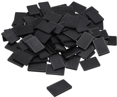 QUARKZMAN 100 Stück Unterlegplatten Kunststoff 60 x 40 x 5 mm Abstandhalter Fliesenkeile Distanzplatten Ausgleichsplatten Keile Distanzklötze Unterlegklotz Distanzhalter, Schwarz