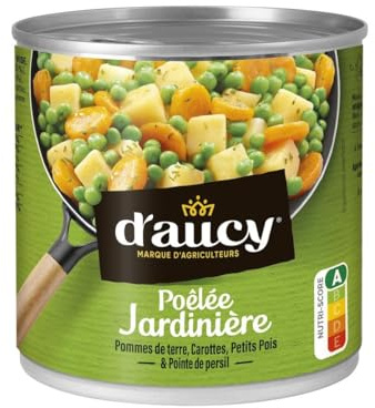 Un accompagnement pratique et rapide pour vos repas — D'AUCY Poêlée Jardinière, Légumes cuisinés cultivés en France, Boîte de 290g - Lot de 4