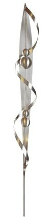 Gartendekoshop24 – Garten Edelstahl Stab 200 cm, „Lieblingsstab“ mit 4 gebürsteten Edelstahlkugeln und Edelstahl Spirale. Edler, handgefertigter toller Gartenstecker, Figur, für draußen.