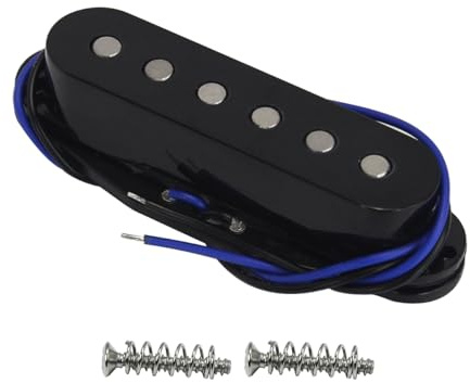 FLEOR Alnico 5 ST Style Single Coil Pickup Guitar Middle Pickup Flat Pole for ST SQ Electric Guitar, Black