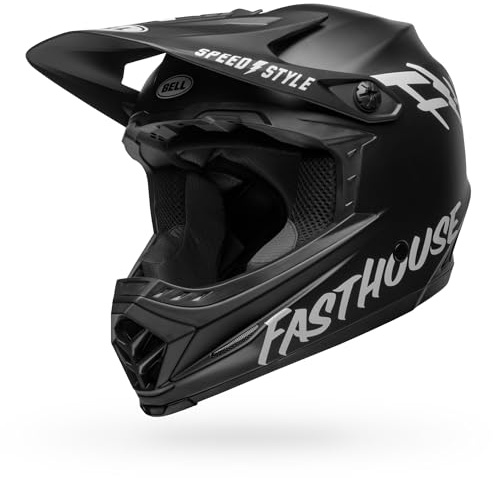 BELL Full-9 Fusion MIPS Lightweight Fiberglass Shell Adult Full Face MTB Downhill BMX Helmet - Fasthouse Matte Black/White, Large (57-59 cm)