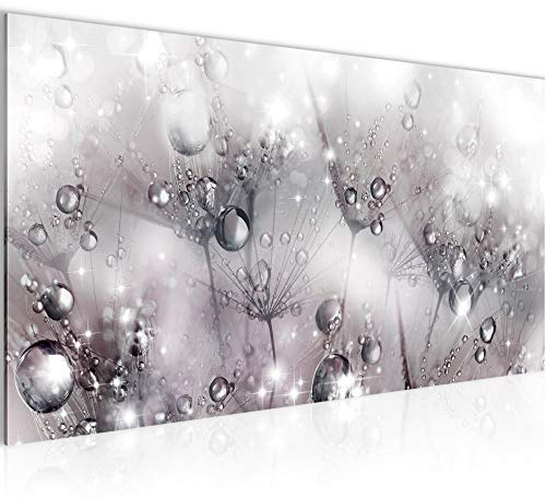 Runa Art Wandbild Pusteblume 1 Teilig 100 x 40 cm Modern Bild auf Vlies Leinwand Abstrakt Wohnzimmer Schlafzimmer Rosa Grau 020812b