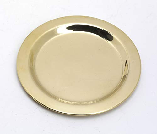 Kerzenteller, Dekoteller Messing Gold poliert, Innen Ø 8 cm, Außen Ø 11 cm für Kerzen