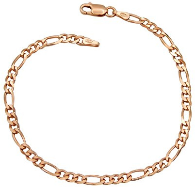 Kauf-mich-weg Damen Armband Figaro-Armband 925 Sterling Silber rose vergoldet 3,5mm breit Länge wählbar 17 18 19 20 cm Figarokette Armkettchen rosé Armkette