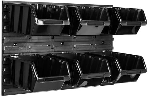 Lot de 6 étageres murales 576 x 390 mm Boîtes empilables pour casiers - Plaques murales extra fortes - Étagere extensible - Étageres de rangement - Étagere pour atelier…