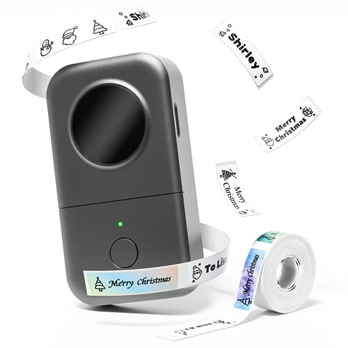 Phomemo D30 Etikettiergerät, Bluetooth Etikettendrucker Beschriftungsgerät Selbstklebend Mini Label Printer Kompatibel mit iOS Android, Tragbarer Ettikettiergeraet für Zuhause, Küche, Büro, Grau
