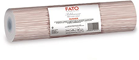 Fato - Runner da Tavola, Effetto Tessuto, Dimensione 0.4x24 m, Pretagliato ogni 1.20 m, Confezione da 20 Runner, Carta a secco, Airliad, Alta Qualità, Decoro Millerighe Cappuccino