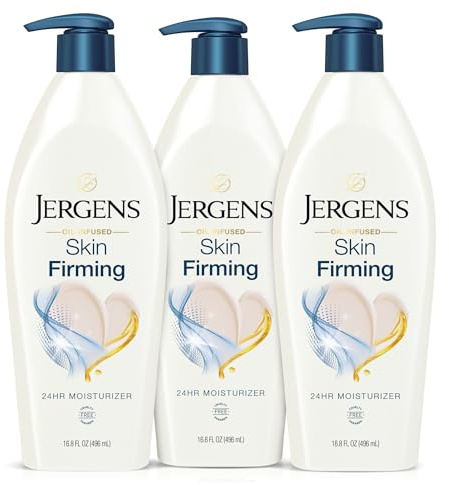 Jergens Skin Firming Body Lotion for Dry to Extra Dry Skin, Skin Tightening Cream with Collagen and Elastin, Dermatologist Tested, Hydralucence Blend Formula, 16.8 Oz, Pack of 3