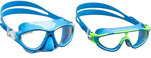 Cressi Schnorchelset Maske Kinder Moon Kid & Baloo Goggles - Schwimmbrille Für Kinder von 7/15 Jahren, Hellblau/Limette Weiß, Einheitsgröße