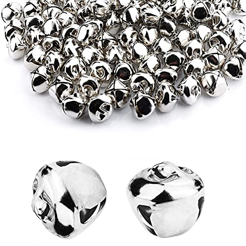 100 Pieces Jingle Bells,TopE 25mm Metal Jingle Bells for DIY Crafts,Christmas,Party,Weeding Deco (Silver, 25mm)