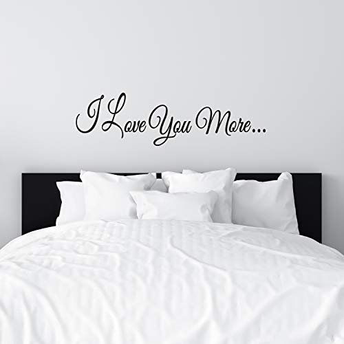 Wall Stickers, Wall Stickers for Bedrooms, (Easy to Install), Wall Decals Bathroom Kitchen Quotes Love Women Inspirational Couples Marriage Life Words Home Art Decor Vinyl, I Love You More 25X7