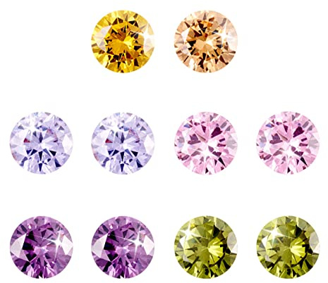 Craftdady Zirkonia-Cabochons, bunte, lose facettierte Strass-Cabochons für Haarspangen, Ohrringe, Armbänder, Anhänger, Schmuck, Bastel- und Kunsthandwerkprojekte, 10 Stück, 8 mm