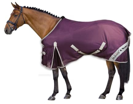Horses, Fliegendecke Nemesis aus Netzmaterial, Hervorragend Verarbeitete Decke, Nützlich zum Schutz des Pferdes vor Temperaturschwankungen und Insekten (155 cm, Bordeaux)