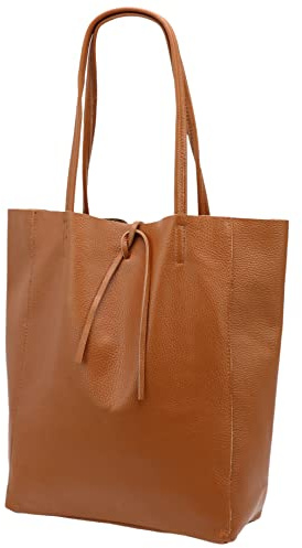 SH Leder ® Damen Echt Rindleder Shopper mit Innentasche in vielen Farben Schultertasche Henkeltasche 37x29cm Kora G266