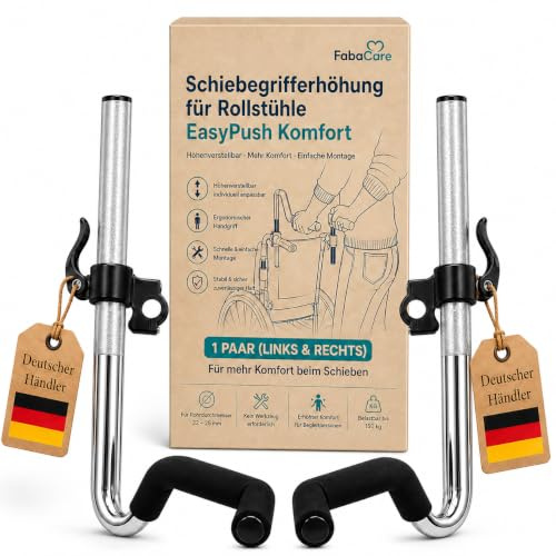FabaCare Schiebegrifferhöhung für Rollstühle EasyPush, höhenverstellbare Rollstuhlgrifferhöhung, Komfort