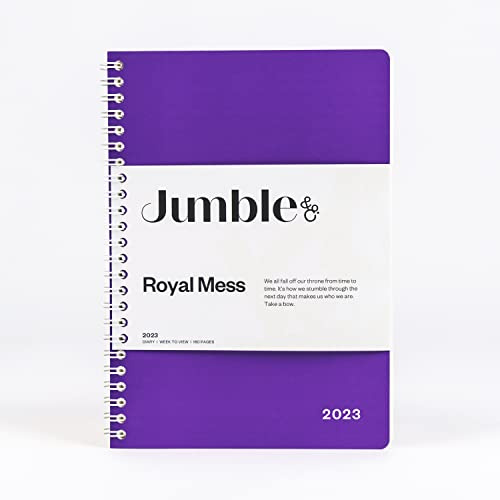 Jumble & Co Convo A5 Wochenansicht Spiralbindung 2023 Terminplaner Royal Mess Purple – Wochenplaner mit gepunkteten Seiten