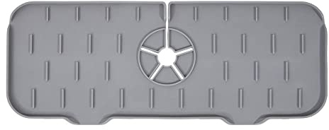 MONKEY CLEAN® Silikon-Abtropfmatte Wasserhahn • Waschbecken Spritzschutz • Spülbecken Matte • Absorbierendes Pad für Spüle • Wasserauffangmatte • Farbe: Grau