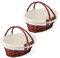 JOIKIT 2 Pack Wicker Woven Basket with Handle, Oval Wicker Picnic Basket with Linen Cloth Lining, Brown Woven Willow Basket for Eggs, Candy, Gift, 30 x 23 x 12cm