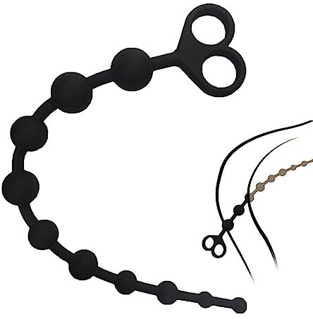 NEEMOSI Silikon Analkugeln Analkette Anal Trainer Anal Beads Butt Plug Analplugs Anal Kette mit Zehn unterschiedlich Kugeln mit Griff Wasserdicht Analstrang Anal Sexspielzeug für Frauen Männer Schwarz