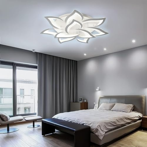 Arcadia Plafoniera Led Soffitto Moderna con Luce Calda e Fredda Dimmerabile con Telecomando e App - Lampadario Camera da Letto Soggiorno Cucina Cameretta Salotto - 7000LM 90W 85cm - Modello Atena