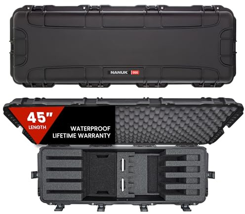 NANUK 988 Hartschalenkoffer 114,3 cm mit Rollen und anpassbarer Schaumstoffeinlage, IP67 wasserdicht und bruchsicher, robuste Konstruktion für ultimativen Schutz, hergestellt in Kanada – Schwarz (114