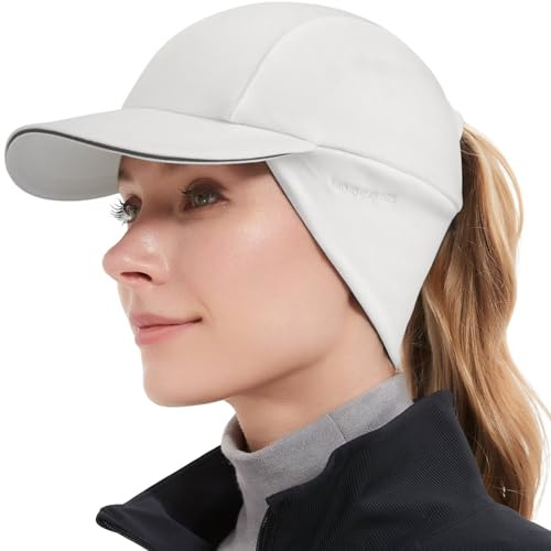 GADIEMKENSD Women's Winter Reflective Fleece Ponytail Hat with Drop Down Ear Warmer for Outdoor Activity Cap