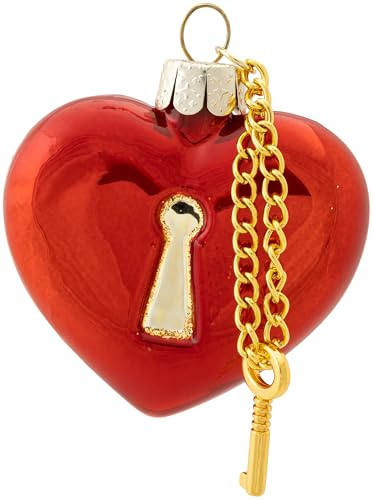 SIKORA Herz mit Schlüssel besondere Weihnachtskugel Glas Christbaumschmuck Deko Figur Weihnachten Anhänger Ornament - Trend Line - BS627