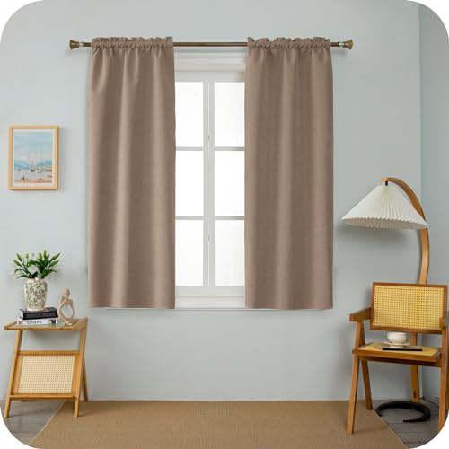 GIRASOLE HOME Coppia Tende Barbados Termiche Totalmente Oscuranti 2 Pannelli da 70x120cm con Tasca, Marroncino