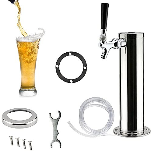 Brride Bierzapfanlage Edelstahl Kopf Zapfhahn Bierturm Spender Zapfsäule Tragbar Biersäule Getränkespender Homebrew Fassbierturm Bierzapfanlage Trinksäule für Bier Saftzapfanlage