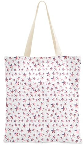 linqin Süße Canvas-Tasche für Damen, Motiv: USA-Flagge, Sterne, wiederverwendbar, Einkaufstasche aus Segeltuch, Einkaufstasche mit Innentasche für Arbeit, Geschenk, Strand, USA-Flagge, Sterne, 15 x