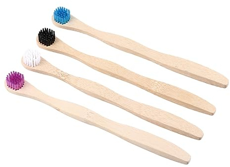 ULTECHNOVO 4 St tungskrapa oral borste för tungan muntungan borsta muntlig tungrengörare bambu tungrengörare tungborste manuell rengöringsborste verktyg barn Trä