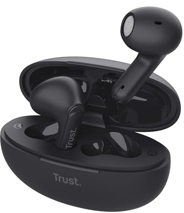 Trust Yavi Ecouteurs Bluetooth sans Fil avec 2 Microphones ENC Réduction Anti-Bruit, 23H de Lecture, 85% Plastiques Recyclés, Écouteur Bluetooth Oreillette in Ear Buds Android iPhone - Noir