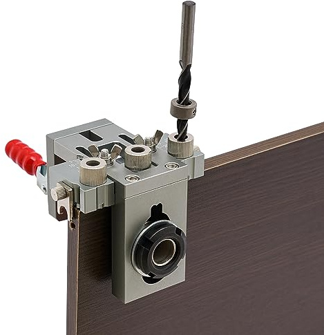 HOARLICN 3 in 1 Tasche Loch Bohrschablonen-Set, Dübellehre Bohrschablone Kit Doweling Jig Kit 5/8mm Bohrschablone Taschenloch-Bohrhilfe Holzdübel Bohrschablone Geeignet Für Haus, Fabrik, Schule