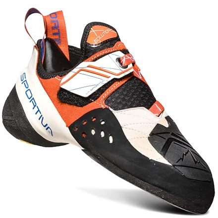 La Sportiva Womens Solution Rock Climbing Shoes, White/Lily Orange, 6