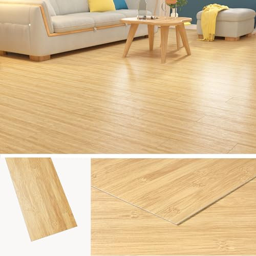 Livelynine Suelo Vinilico Autoadhesivo Madera Bambu Vinilo Suelo Autoadhesivo Baño Efecto Madera Color Claro 90x15CM 36-Piezas Baldosas Adhesivas Suelo Cocina Salon Parquet Laminado para Suelo Madera