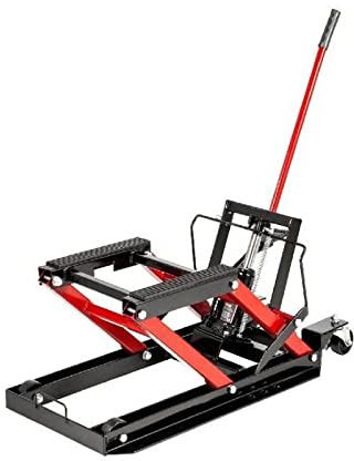 Gato hidráulico de tijera for motocicleta, capacidad de carga de 1500/1700 LBS, elevador portátil ajustable, herramienta de elevación, goma antideslizante Para principiantes(1500LBS Red)