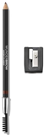 Wunderbrow Micro-Classic Easy Fill Lápiz de Cejas, Punta Precisión 2,5 mm, Larga Duración, Acabado Natural, Vegano y Sin Crueldad Animal, con Cepillo y Sacapuntas (Negro/Marrón)