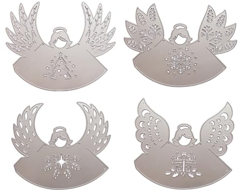 4pcs Angel Lantern Cutting Dies Christmas Die Cutting Lampshade Cutting Dies Cutting Machine Embossing Stencils Templates 3D Angel Embossing Stencils Lantern Windlight Cutting Sheets