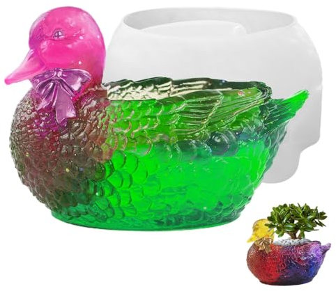 Kuehssn Creative Silicone Pot Mold, Non-Stick Duck Candle Mold Storage Box Silicone Mold, Easy Release Reusable Resin Storage Pot Home Ornaments for Candles