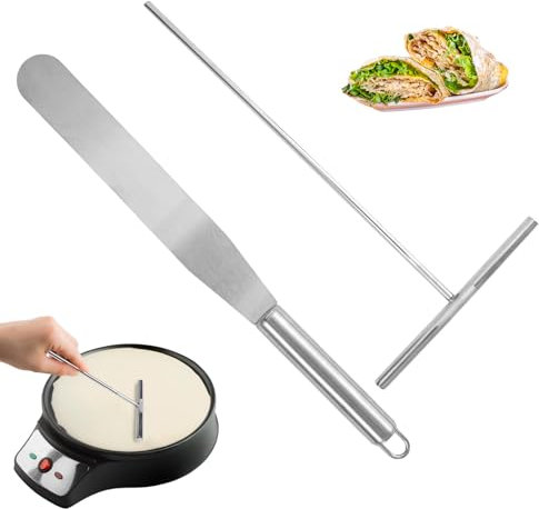 2 Pezzi Crepes Distributore e Spatola in Acciaio Inox, Spatola per Crepes, Spatola Crepes in Acciaio Inox, Crepe Maker Accessori, Stendi Crepes, Strumenti per Crepes, Pancake, Cucina, Cottura