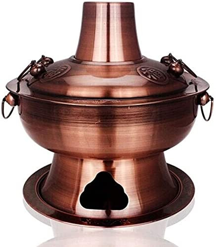 NHJSDLLMNZ Fondue Fondue, traditioneller chinesischer Hotpot, mongolischer Hotpot, Hotpot aus reinem Kupfer, traditioneller chinesischer Hotpot aus Kupfer mit Holzkohle(36cm)