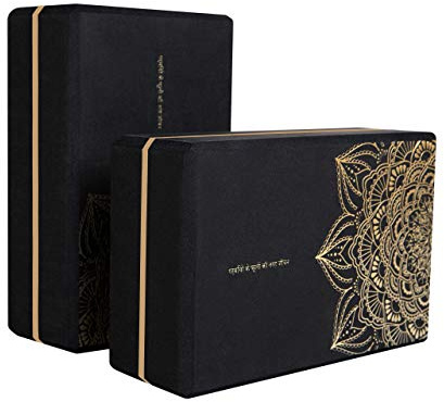 nuveti Yoga Blocks Set of 2, High Density Yoga Brick Foam Blocks to Improve Strength, Flexibility and Balance Brick Foam Blocks (Black)