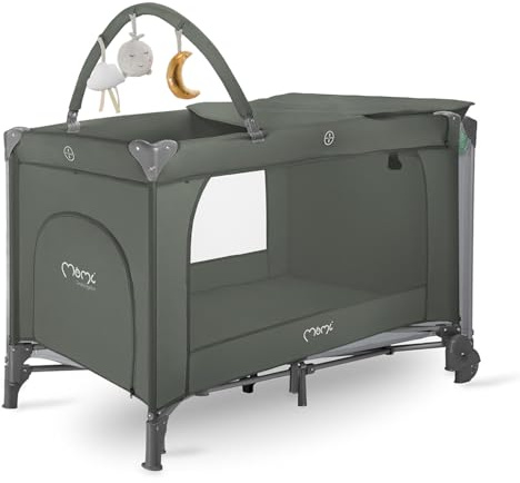Momi Cuna de Viaje BELOVE Plus 2 en 1, Plegable, 2 Alturas, para bebés hasta 9 kg y niños hasta 15 kg, con colchón, Barra con Juguetes, Cambiador y Bolsa de Transporte