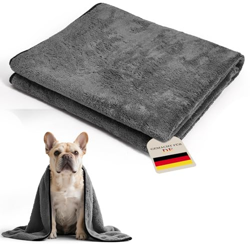 FuzzyFlavor Extra Spesso e Resistente agli Strappi Asciugamano Cane per Cani e Gatti | 100 × 42 cm Asciugamano Microfibra per Bagno, Doccia, Lavaggio e Pulizia | Accessori Cane di Taglia Piccolo
