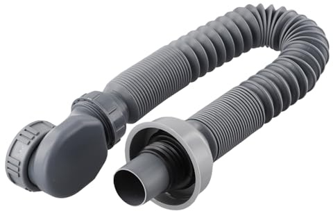Tuyau de vidange de baignoire et douche, profil bas de 3,8 cm, tuyau de vidange flexible pour baignoire, siphon plat autoportant pour baignoire, gris