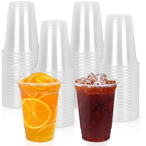 Aramanara 100 Pcs 320 ml Clear Plastic Cups, Disposable Plastic Cups, 11 oz Clear Plastic Drinking Cup for Water Beer Cocktail Party Picnic Wedding BBQ