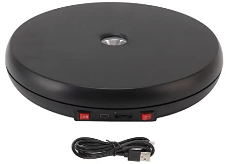 Elektrische rotierende Anzeigeständer, 25 cm 20 kg Ladungskapazität Turntable Display Tabelle Räuschlose rotierende Plattform mit LED -Licht für Schmuck (ABS)