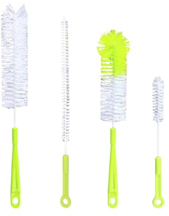 Flaschenbürste Set, 4pcs Reinigungsbürste Flaschenreiniger, Bürste Lange Griff Flaschen Reiniger, für das Waschen von Sport Wasser Flaschen, Strohhalme,Tee Kessel, Karaffe schmale (Grün)