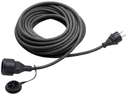 Meister Gummi-Verlängerungskabel 10 m – für außen (IP44) – Schuko-Kupplung – schwarz | für außen (IP44) – Schuko-Kupplung – schwarze Ausführung – für Kabelbefestigung – für Anschlussarbeiten – 10 m