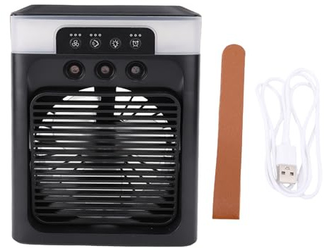 Glomora 400 ml Ven de refroidissement du réservoir d'eau 3 trous humidification de la lumière de nuit rechargeable USB 3 en 1 petit ventilateur électrique de bureau pour voyager